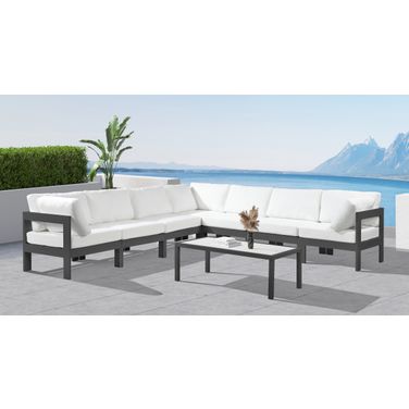 Nizuc Water Resistant Fabric Outdoor Patio 7 Piece Modular Sectional In White