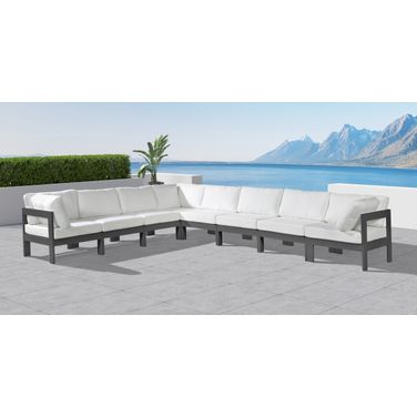 Nizuc Water Resistant Fabric Outdoor Patio 8 Piece Modular Sectional In White