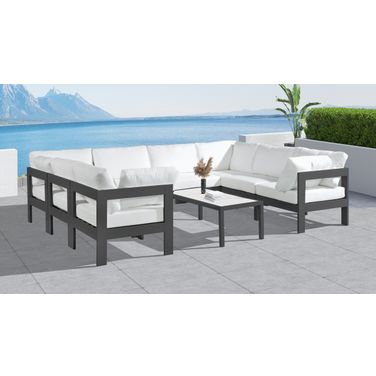 Nizuc Water Resistant Fabric Outdoor Patio 8 Piece Modular Sectional In White