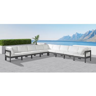 Nizuc Water Resistant Fabric Outdoor Patio 9 Piece Modular Sectional In White