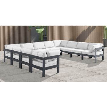 Nizuc Water Resistant Fabric Outdoor Patio 11 Piece Modular Sectional In White