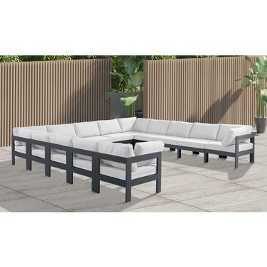 Nizuc Water Resistant Fabric Outdoor Patio 13 Piece Modular Sectional In White