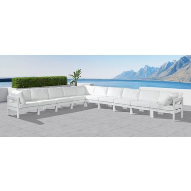 Nizuc Water Resistant Fabric Outdoor Patio 10 Piece Modular Sectional In White