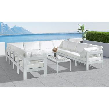 Nizuc Water Resistant Fabric Outdoor Patio 10 Piece Modular Sectional In White