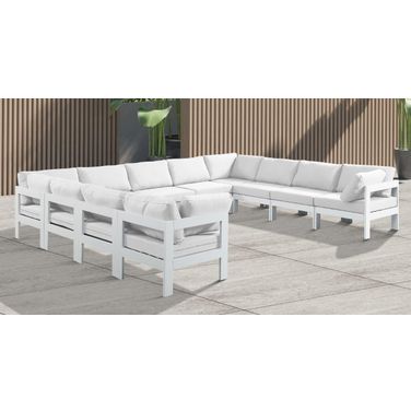Nizuc Water Resistant Fabric Outdoor Patio 11 Piece Modular Sectional In White