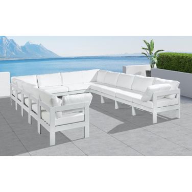 Nizuc Water Resistant Fabric Outdoor Patio 12 Piece Modular Sectional In White