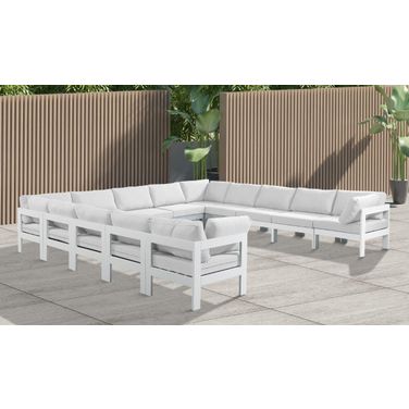 Nizuc Water Resistant Fabric Outdoor Patio 13 Piece Modular Sectional In White