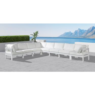 Nizuc Water Resistant Fabric Outdoor Patio 8 Piece Modular Sectional In White