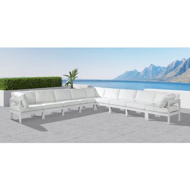 Nizuc Water Resistant Fabric Outdoor Patio 9 Piece Modular Sectional In White