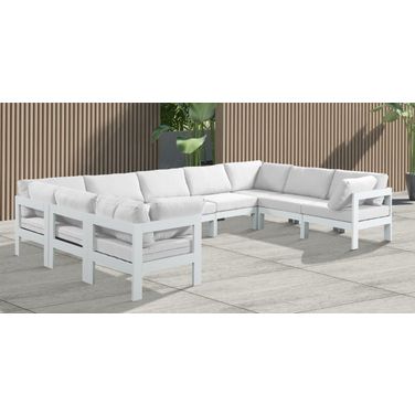 Nizuc Water Resistant Fabric Outdoor Patio 9 Piece Modular Sectional In White