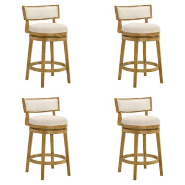 Noely Swivel Counter Height Bar Stool Set of 4 In Amber Glow and White