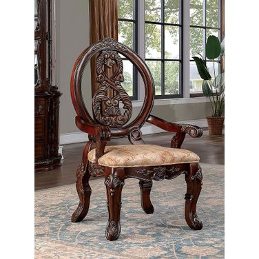 Normandy Arm Chair Set of 2 In Brown Cherry and Tan