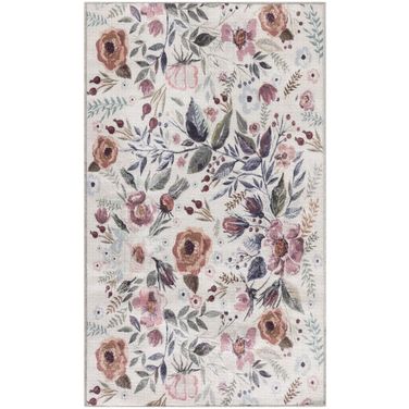 Nourison Washables 3' x 5' Indoor Rug In Ivory and Pink