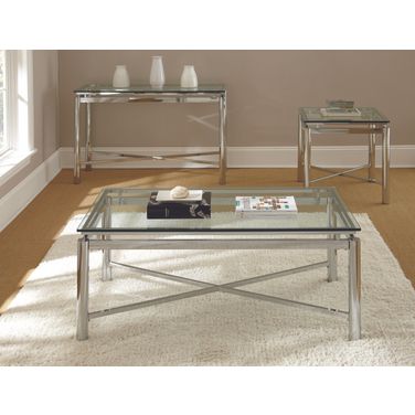 Nova Glass Top Rectangular Occasional Table Set