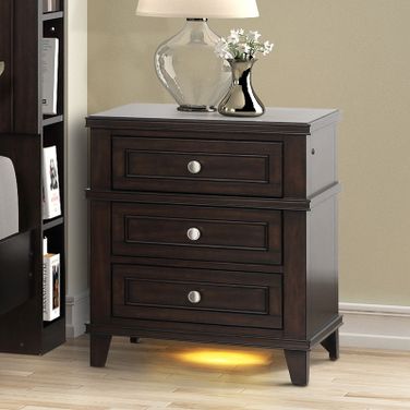Nova II 3 Drawer Nightstand With USB In Gray