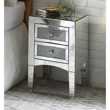 Noralie Mirrored and Faux Stones Night Table