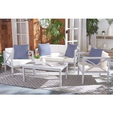 Nunzio 4 Piece Outdoor Set With Accent Pillows In Beige