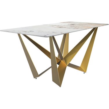 Nuvor 55 Inch Dining Table In Grey and Gold
