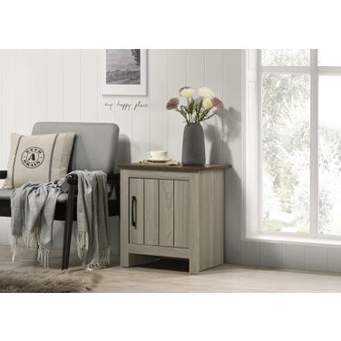 Nyla 16 Inch End Table with Cabinet Door In Gray Oak