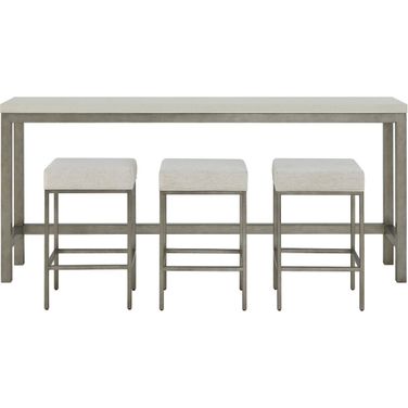 Oasis Console with Stools In Antique Nickel