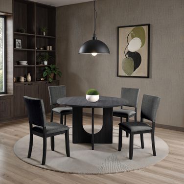 Oberto Round Dining Room Set In Dark Gray