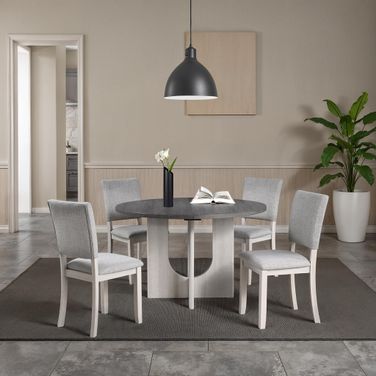 Oberto Round Dining Room Set In Gray