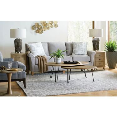 Oblique Wirebrushed Natural Cerused Elm Bunching Occasional Table Set