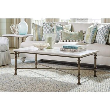 Ocean Breeze Sand Flagler Rectangular Marble Top Occasional Table Set