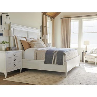 Ocean Breeze Sand Royal Palm Louvered Panel Bedroom Set