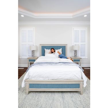 Ocean Isles King Woven Bed In Blue and Ivory