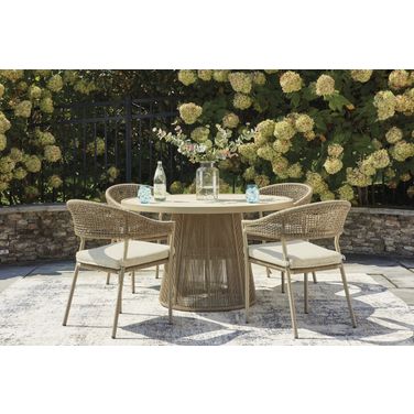 Ocean Park Outdoor Dining Room Set In Beige