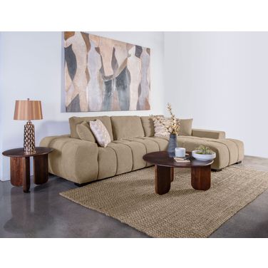 Octavia Upholstered Sectional Chaise Sofa In Camel