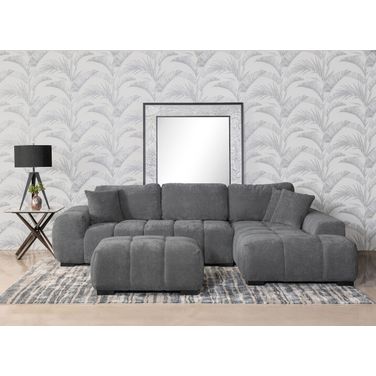 Octavia Upholstered Sectional Chaise Sofa In Charcoal Grey