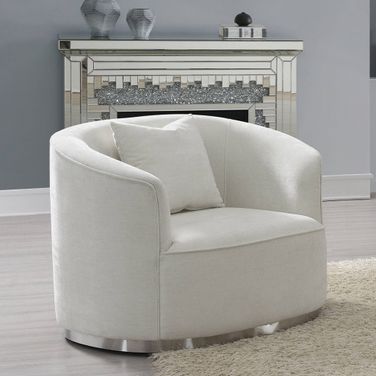 Odette Chair with Pillow In Beige Chenille