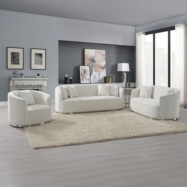 Odette Living Room Set In Beige Chenille