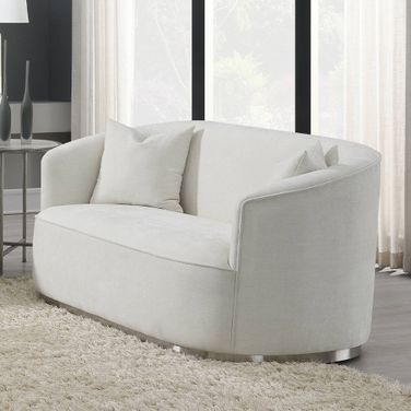 Odette Loveseat with 2 Pillows In Beige Chenille
