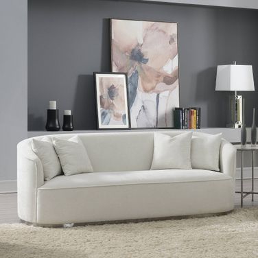 Odette Sofa with 4 Pillows In Beige Chenille