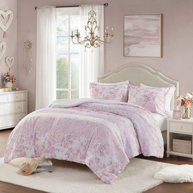 Oliena Floral Paisley 2 Piece Twin/Twin XL Duvet Cover Set In Pink