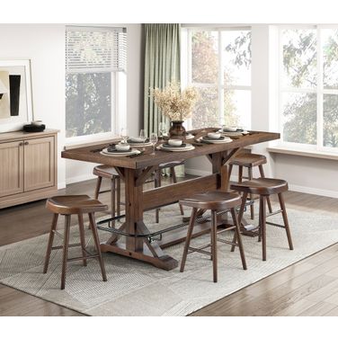 Oliver Counter Height Home Bar Set In Brown