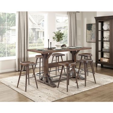Oliver Pub Height Home Bar Set In Brown