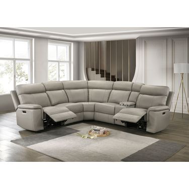 Oliverus Power Sectional In Taupe