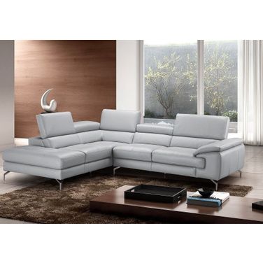 Olivia Light Gray Premium Leather LAF Sectional