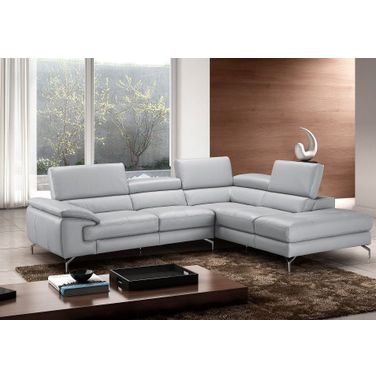 Olivia Light Gray Premium Leather RAF Sectional