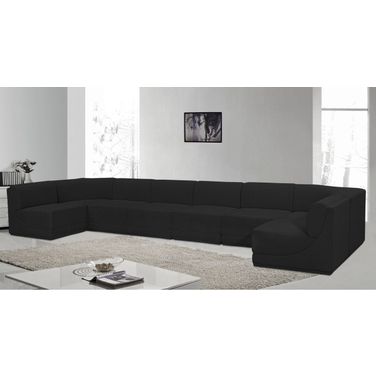 Ollie Boucle Fabric 8 Piece Modular Sectional In Black