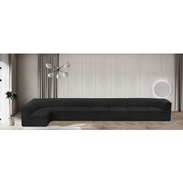 Ollie Boucle Fabric 8 Piece Modular Sectional In Black