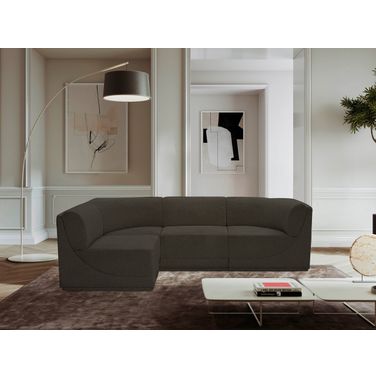 Ollie Boucle Fabric 4 Piece Modular Sectional In Brown