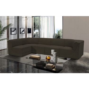 Ollie Boucle Fabric 5 Piece Modular Sectional In Brown
