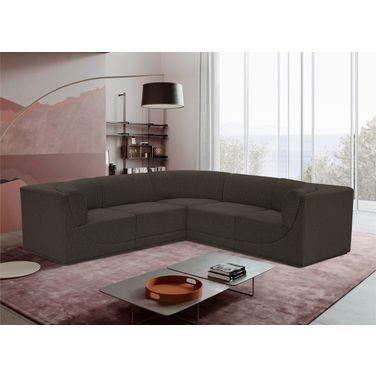 Ollie Boucle Fabric 5 Piece Modular Sectional In Brown