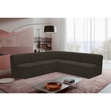 Ollie Boucle Fabric 5 Piece Modular Sectional In Brown
