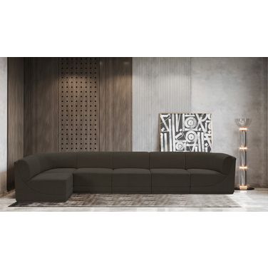 Ollie Boucle Fabric 6 Piece Modular Sectional In Brown